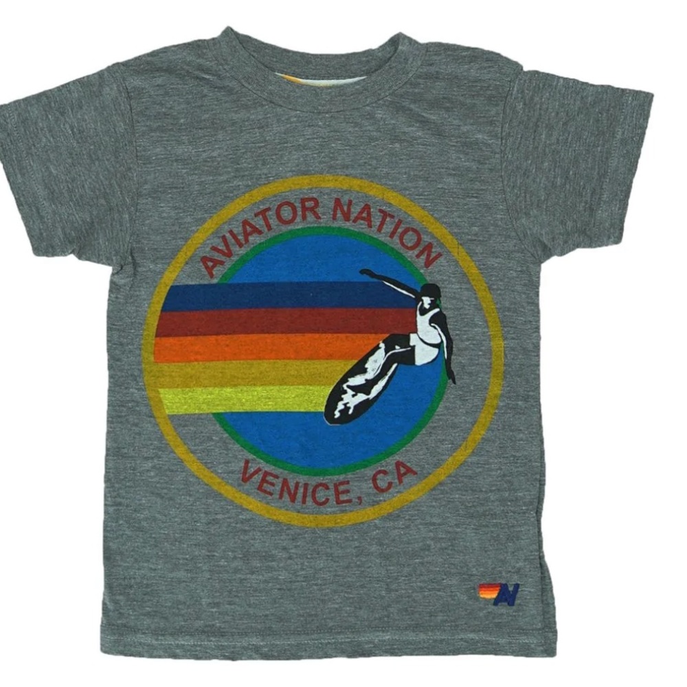 NWT Kids Aviator Nation Graphic Tee 14 Heather Grey